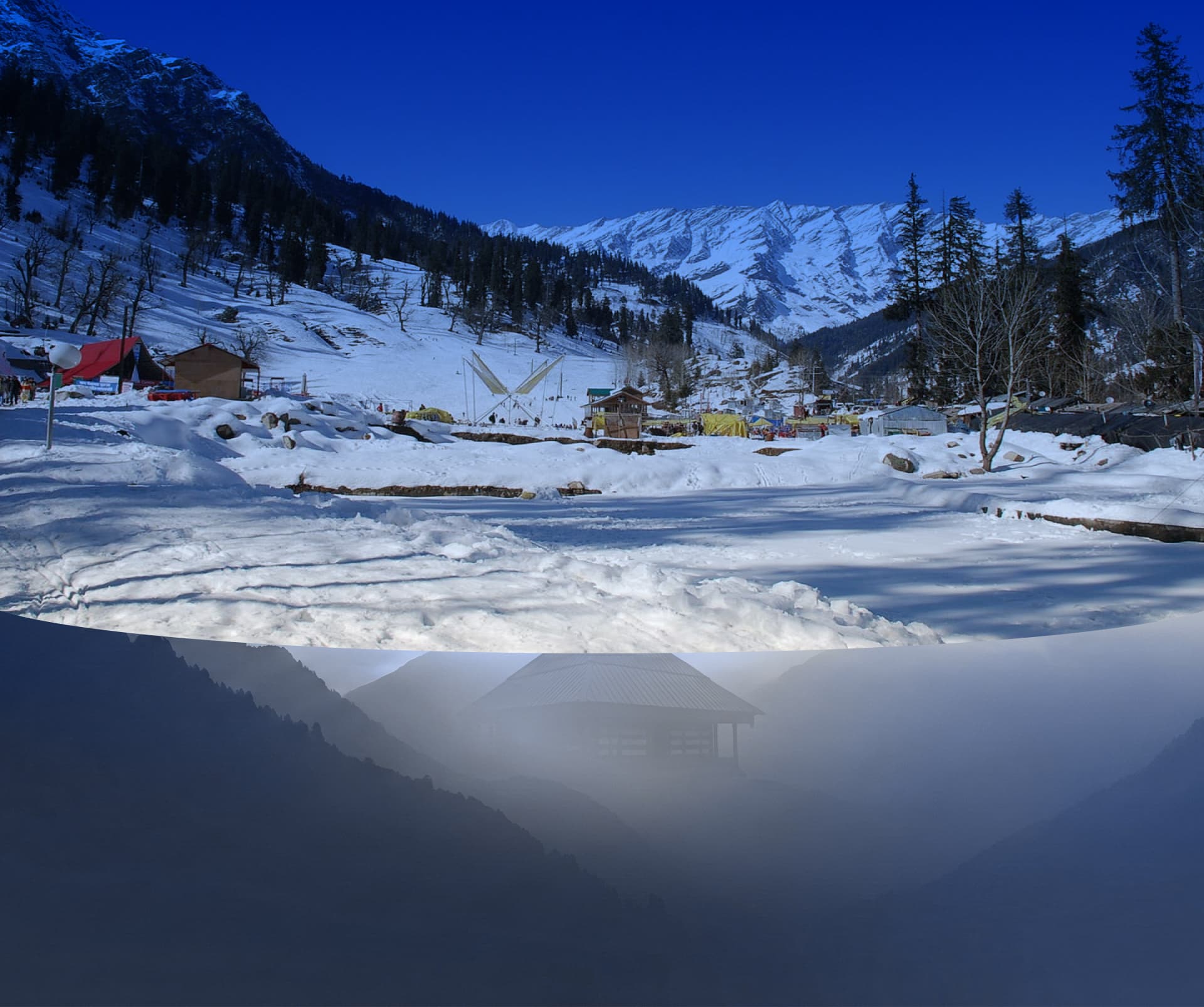 Snow-covered Solang Valley near Manali, Himachal Pradesh
